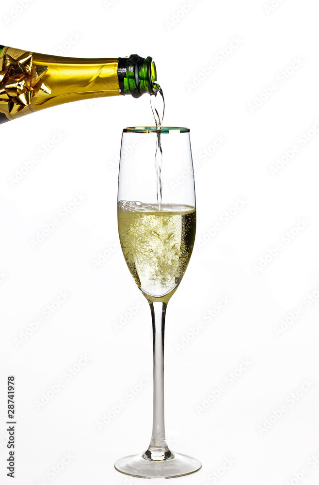 Filling champagne glass