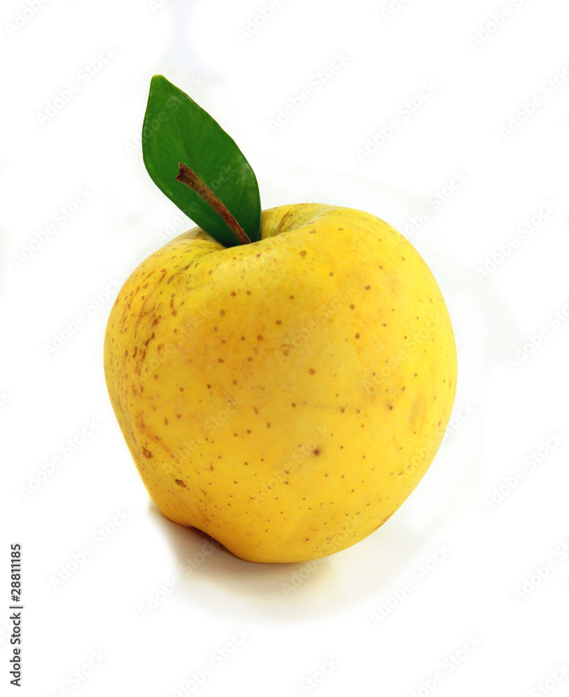 Yellow apple isolated on white background