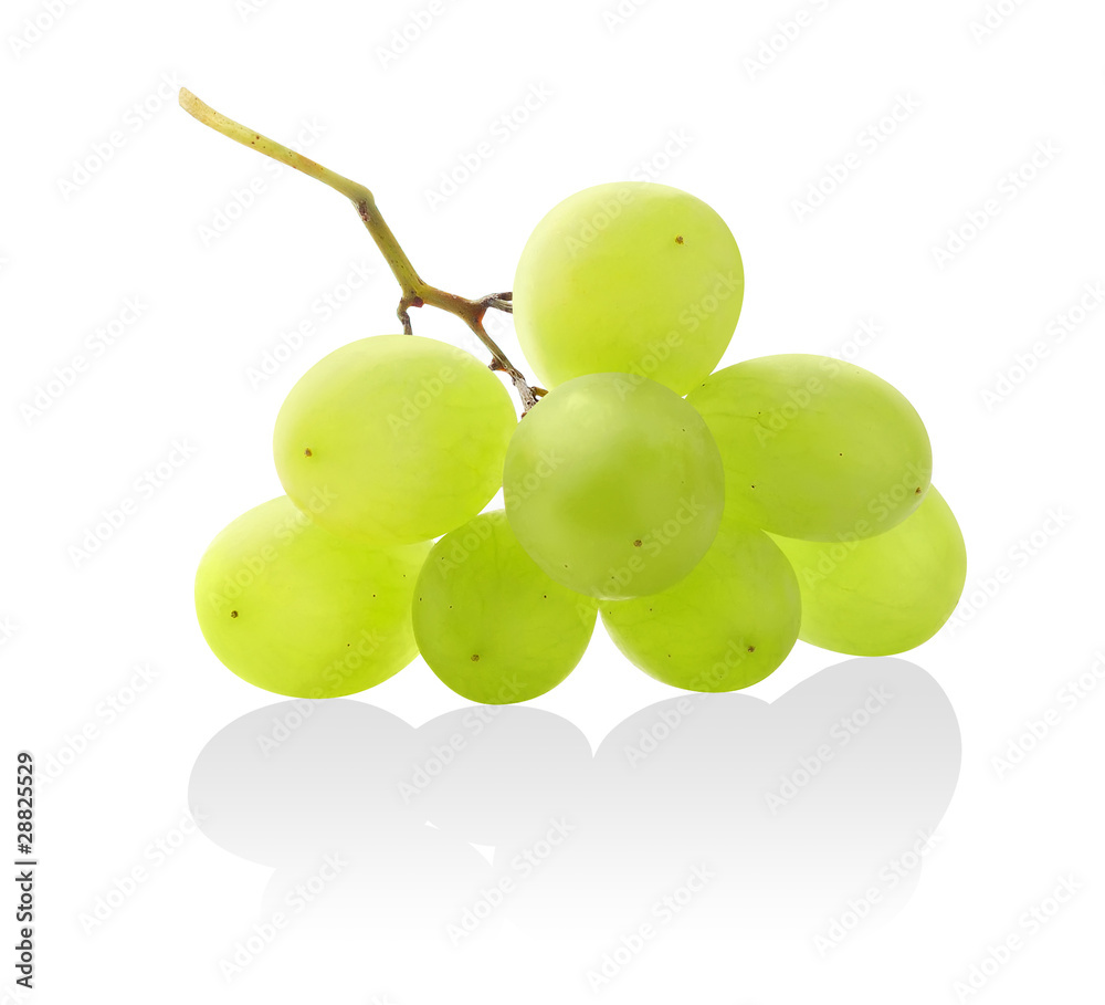 Isolated bunch of grapes. White grape isolated on white background