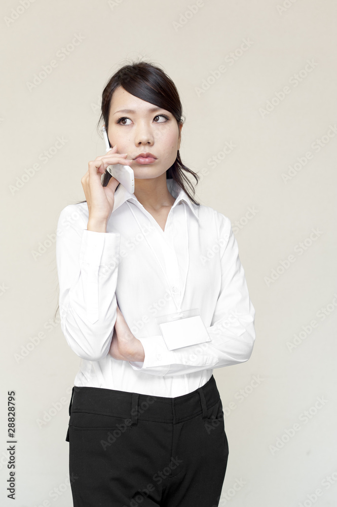 a portrait of young business woman working