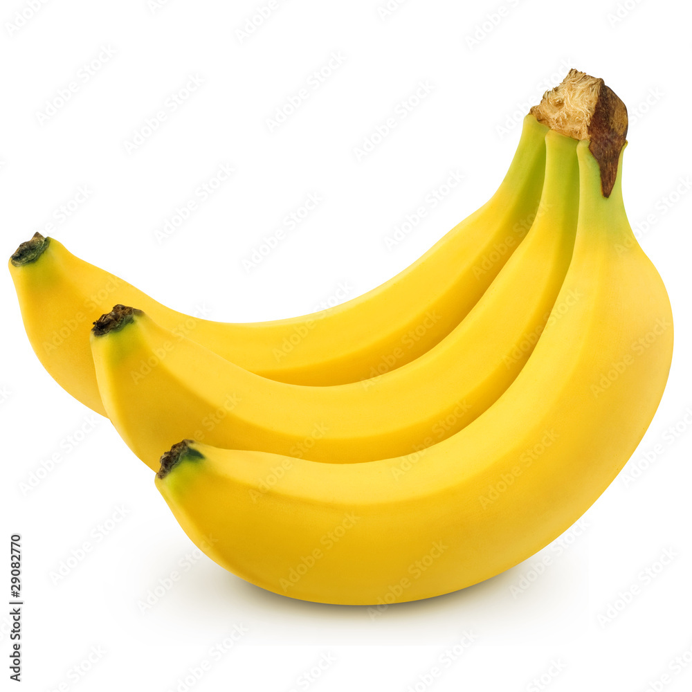 Bunch of bananas isolated on white background + Clipping Path