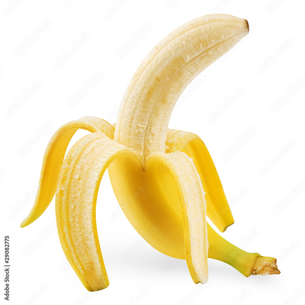 banana on a white background + Clipping Path