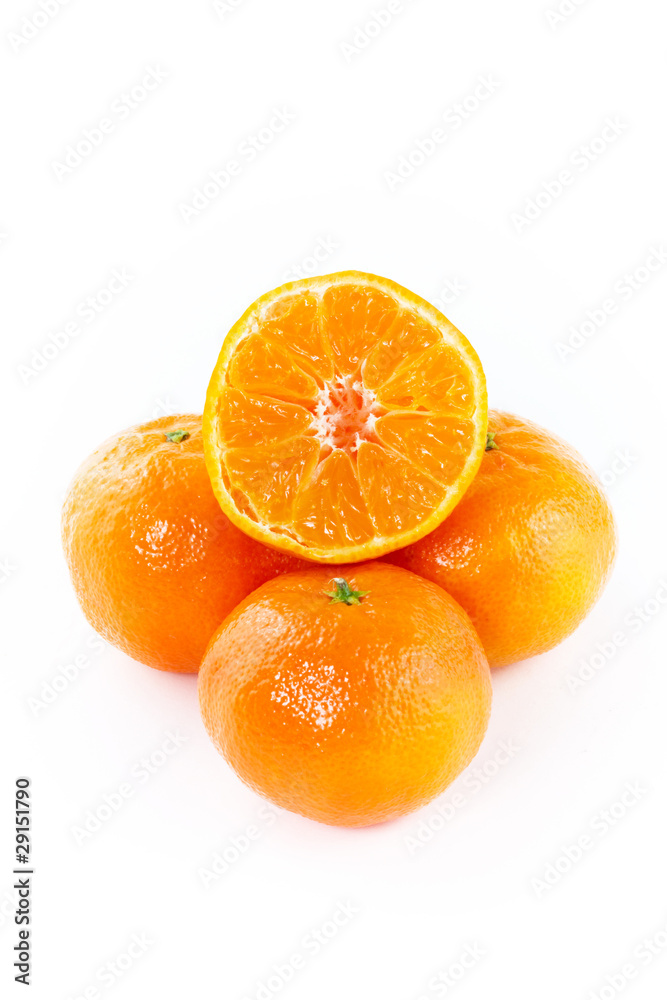 Fresh tangerines isolated on white