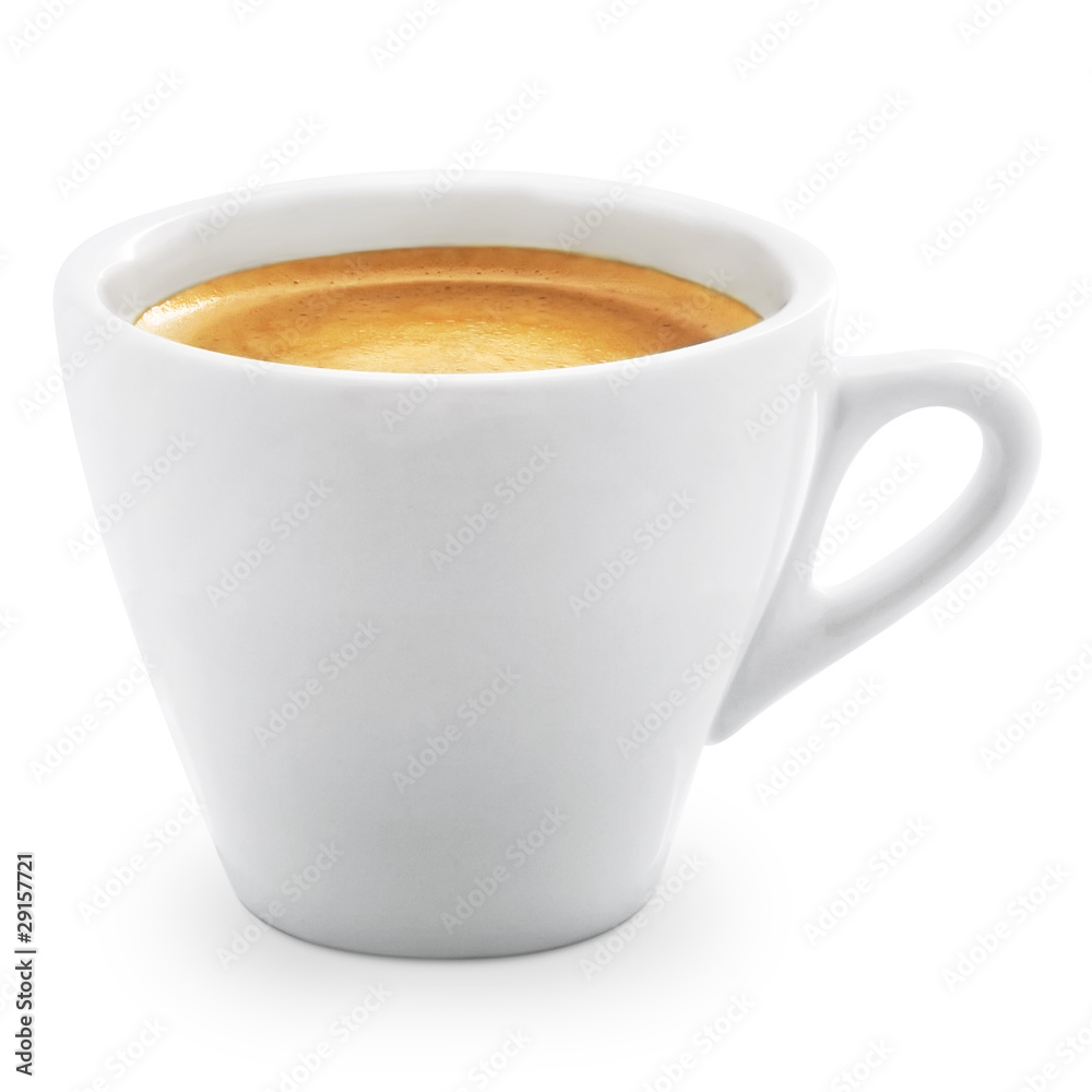 espresso coffee in a white cup + Clipping Path