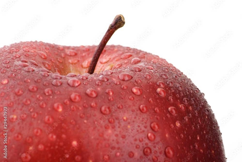 red apple isolated on white background. macro