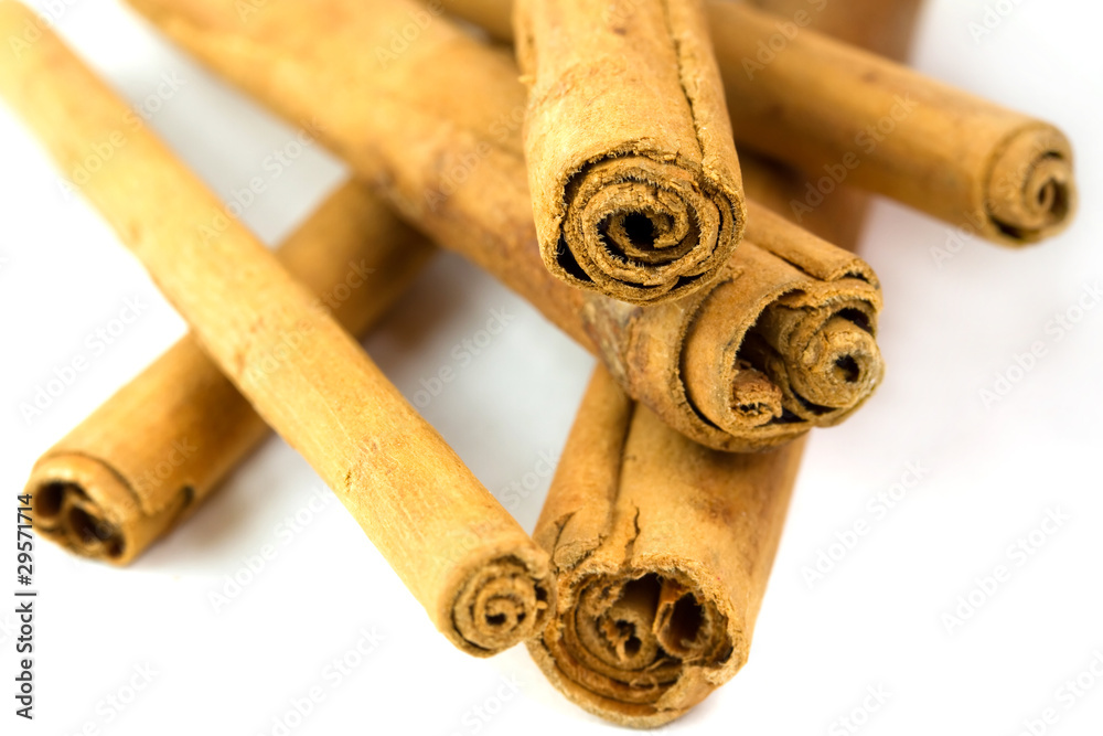 Cinnamon sticks isolated on white