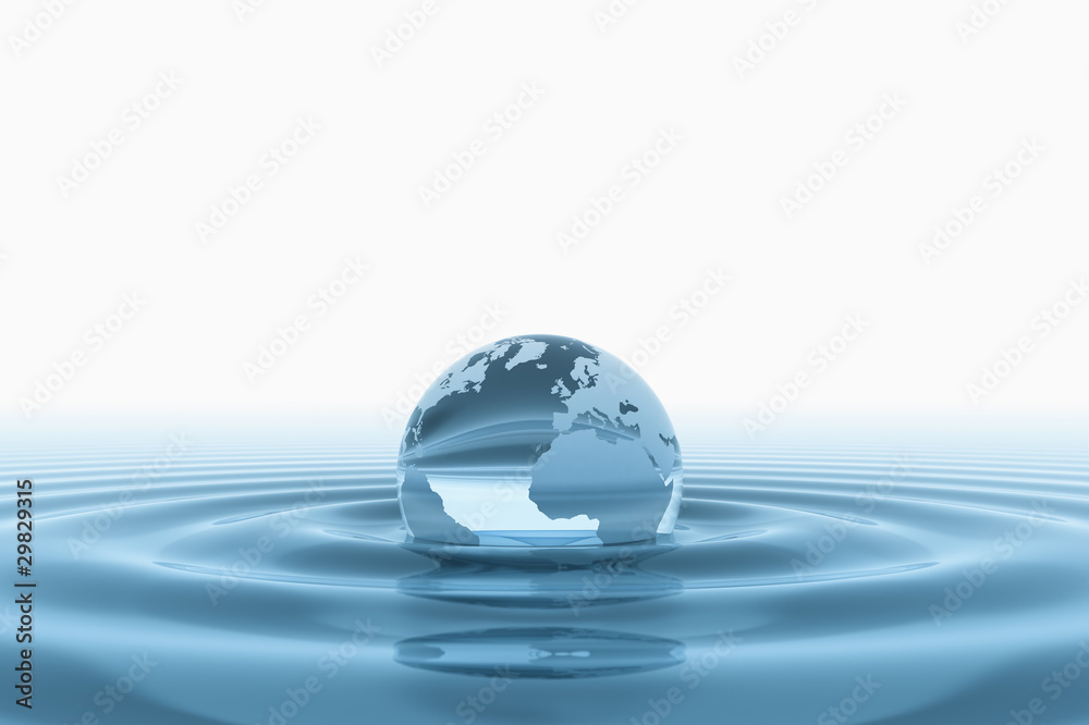 world globe and water