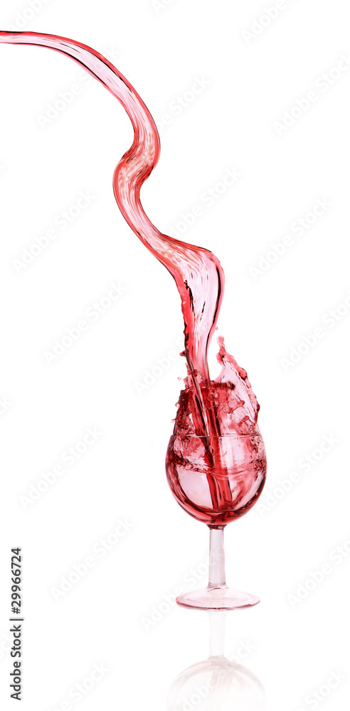 Red wine splash, isolated on white background