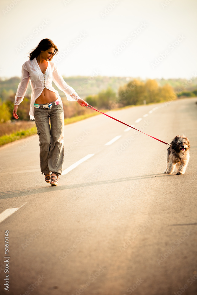 woman and dog