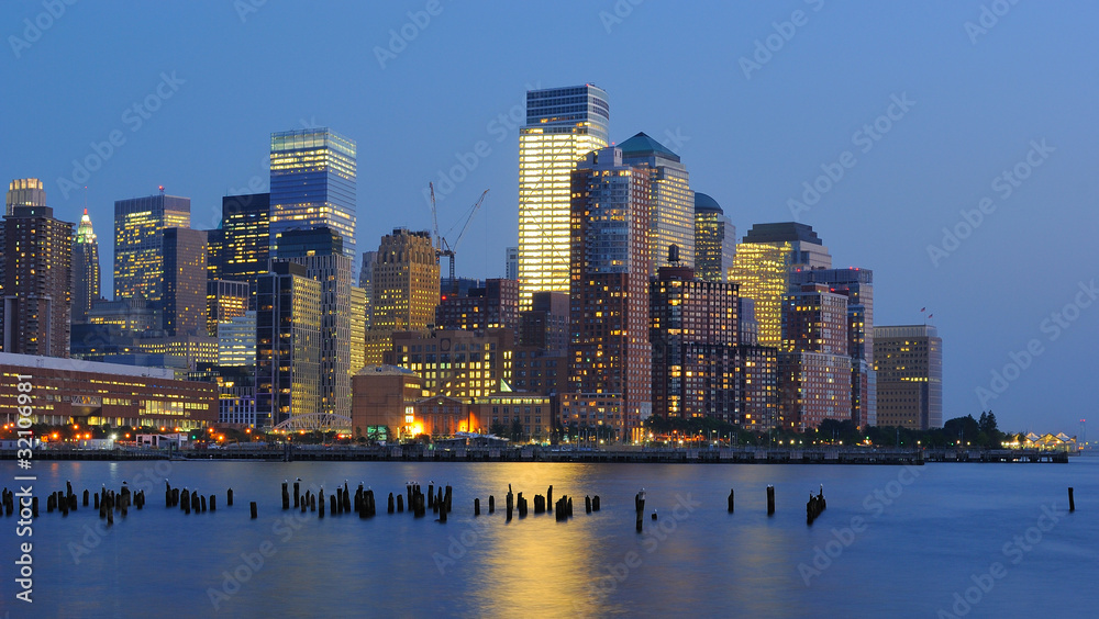 New York City Skyline at Dusk from across the Hudson River