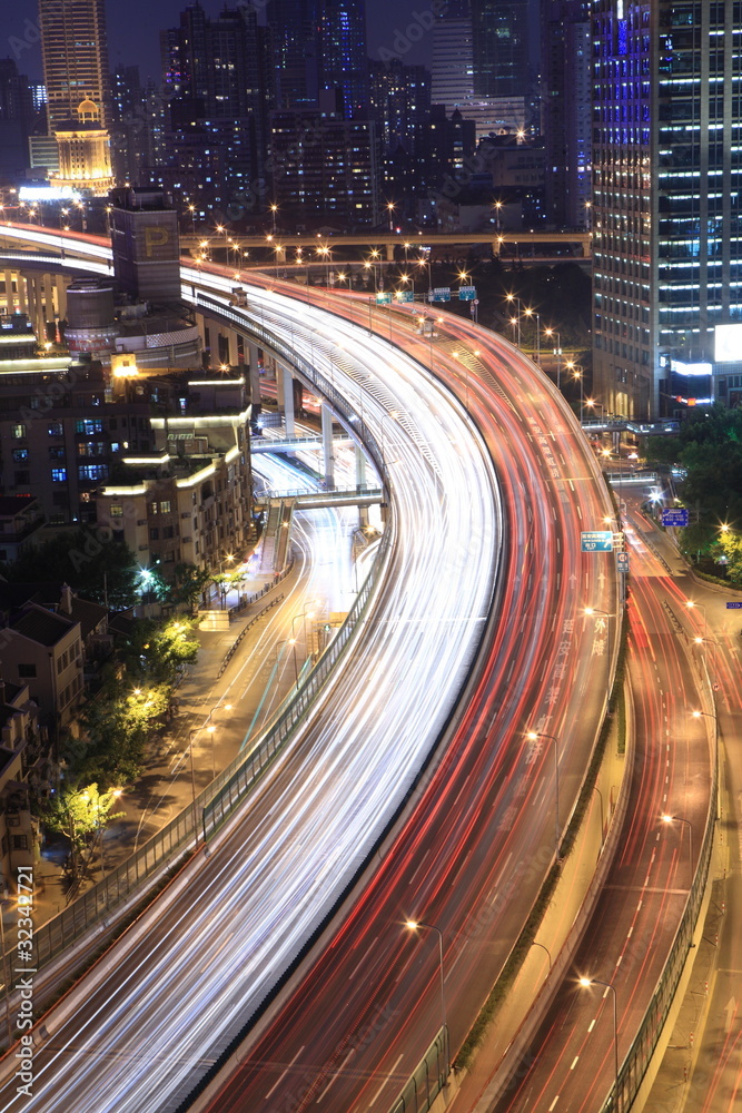 traffic in city at night