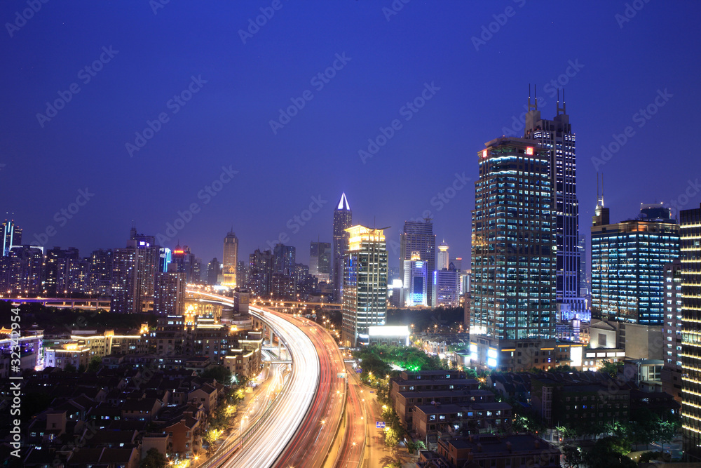 traffic in city at night