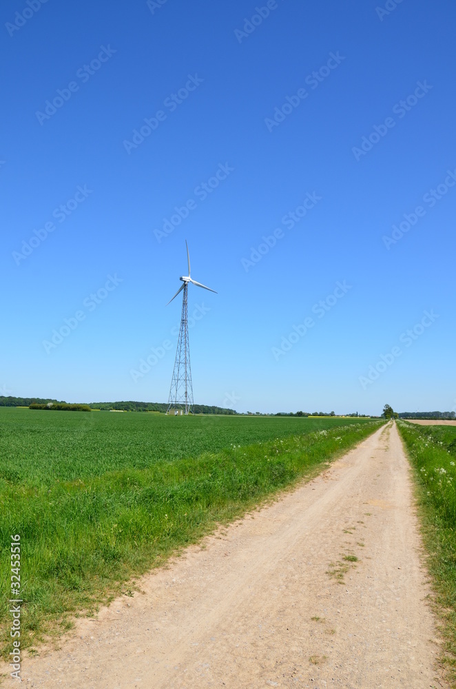 Windrad und Landschaft