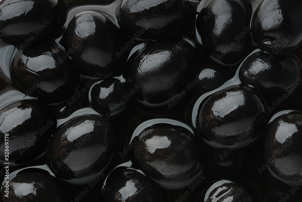 Black olives horizontal food background