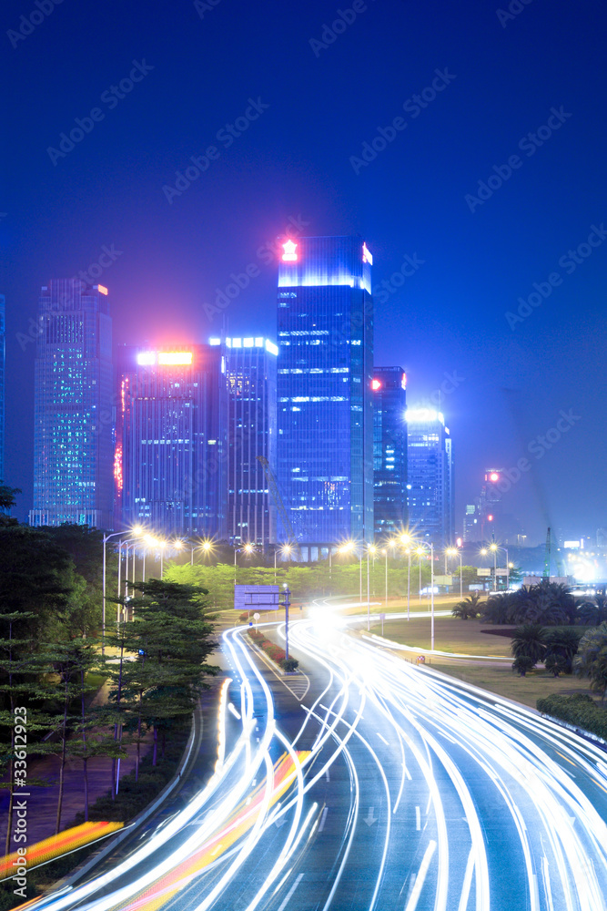 light trails on the road