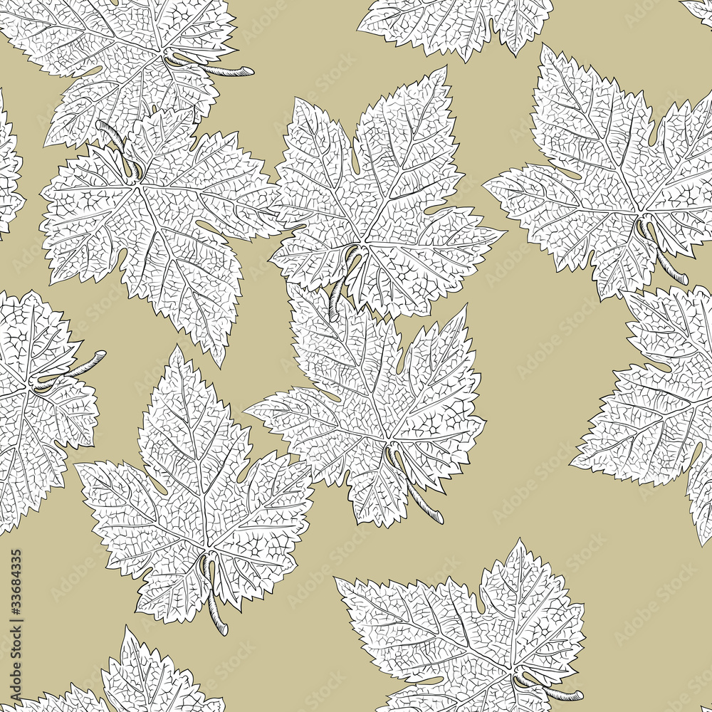 Grape leaves. Seamless pattern. Vector, eps8, easy editable.