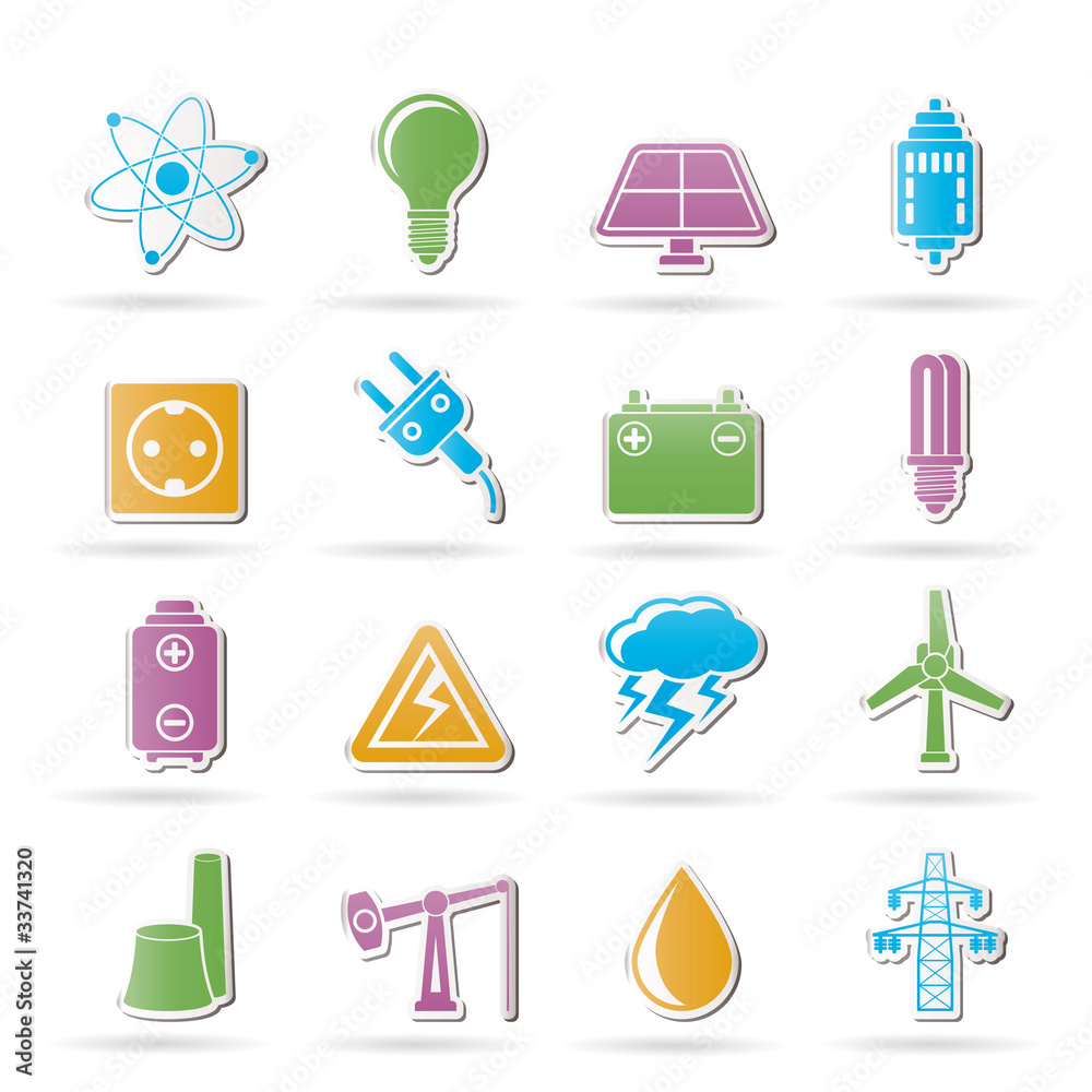 Power and electricity industry icons - vector icon set