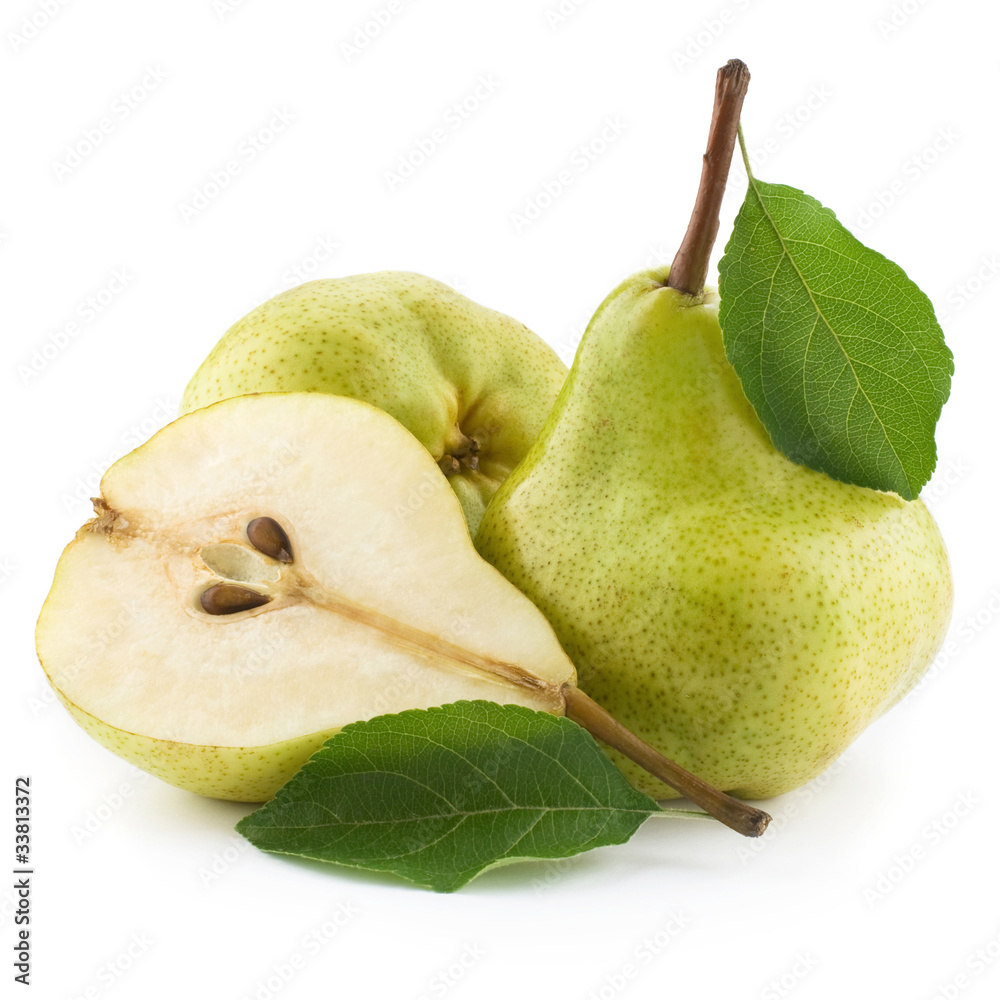 ripe pears isolated on white background