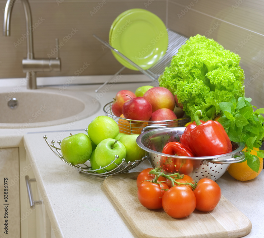 Fresh Raw Vegetables on the kitchen table