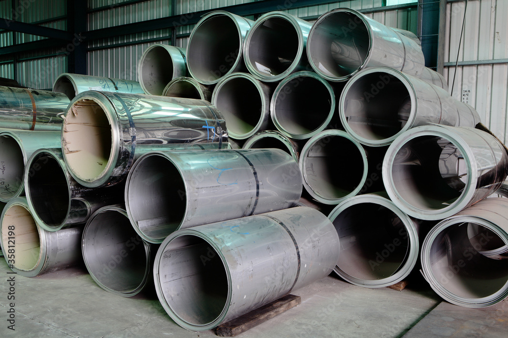 Concrete water pipes stacked in rows