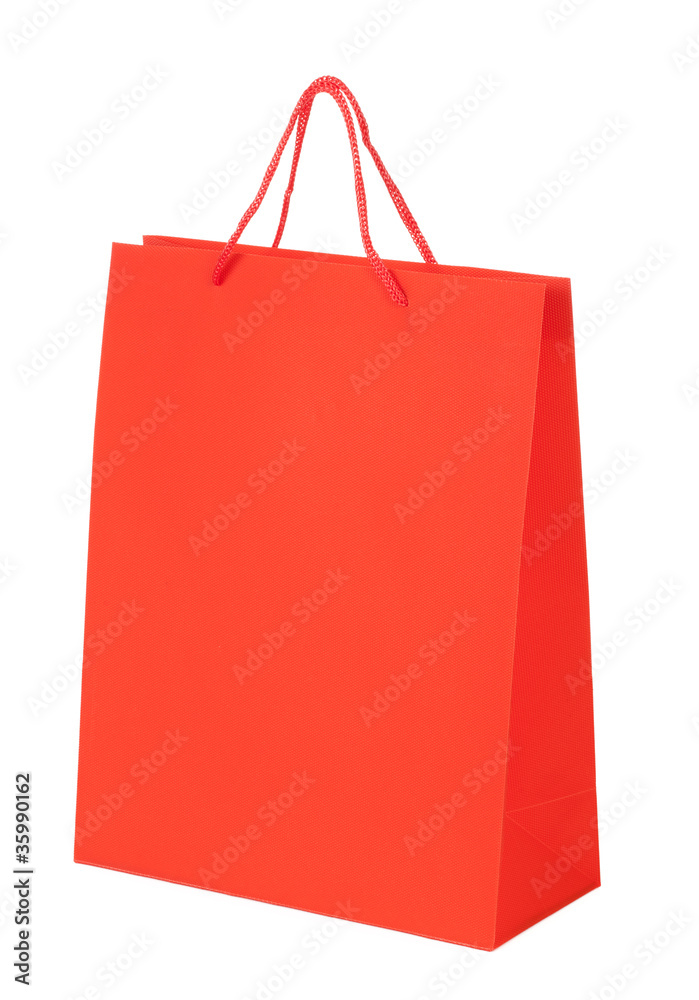 colorful shopping red bag isolated on white background