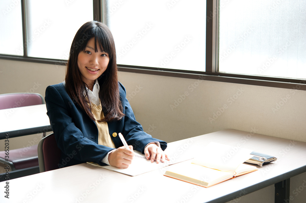 asian high schoolgirl in the classroom