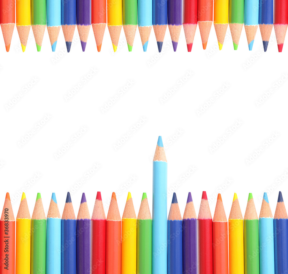 Colored pencils isolated on white background