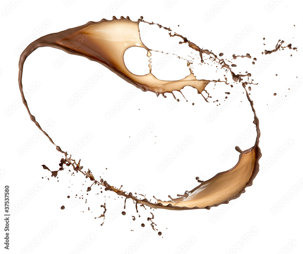 High resolution chocolate splash, isolated on white background