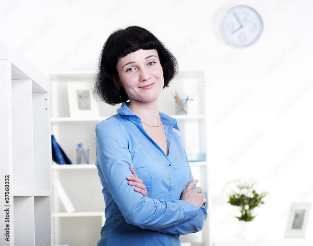 Businesswoman works at office