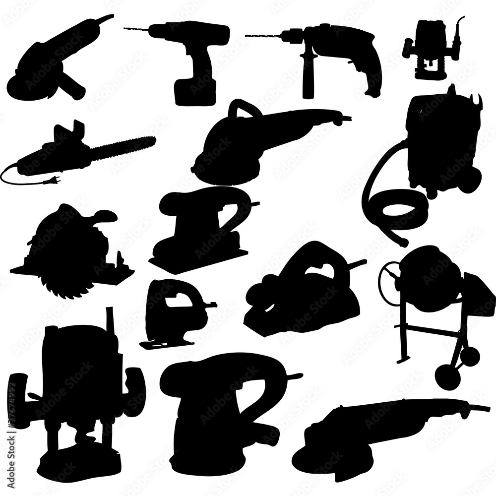 collection of power tool vector vector silhouette