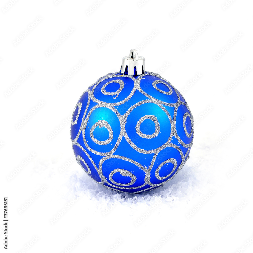 Blue christmas ball isolated on white