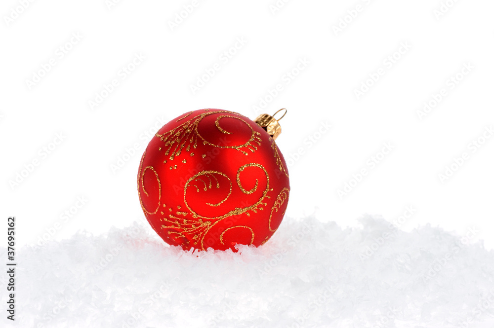 Red Christmas Ball on white