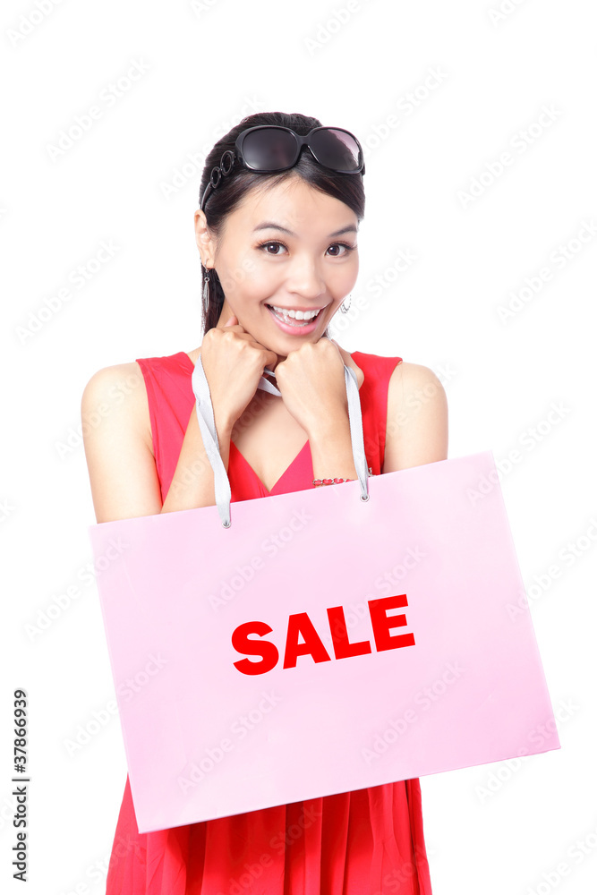 Happy Shopping Girl Holding bag