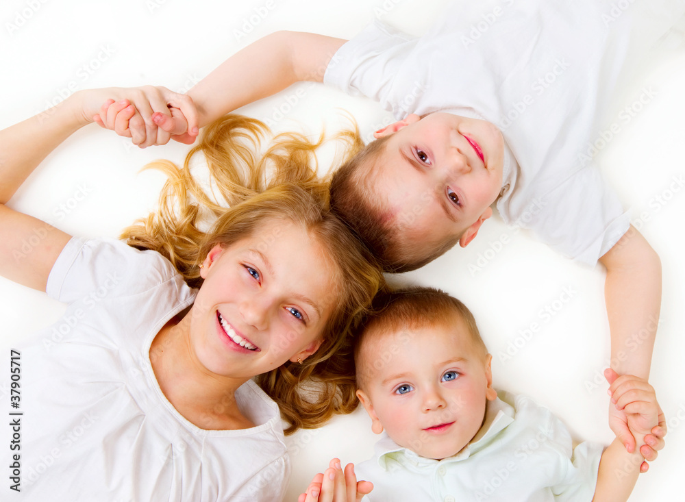 Happy Family. Kids over white background