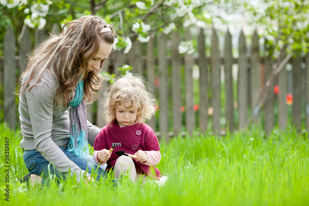 Family in spring