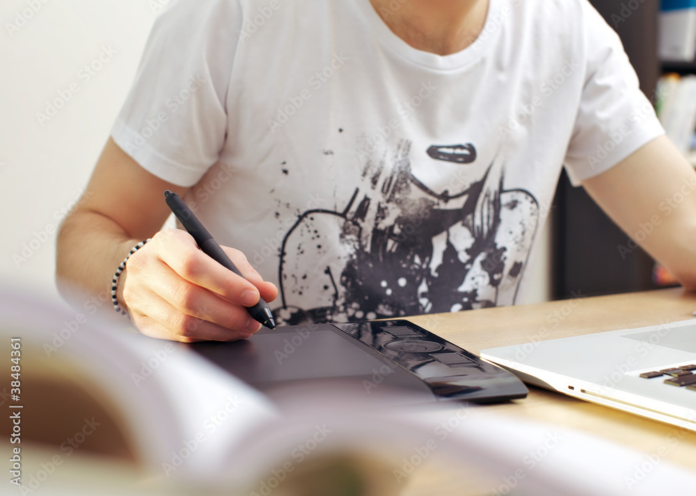 Man Using Graphics Tablet