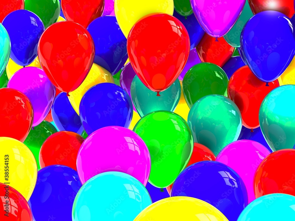 Party balloons background 3D