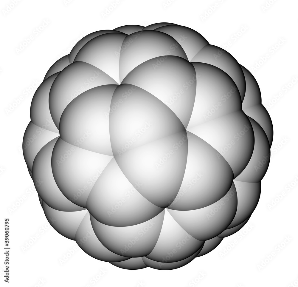 富勒烯C60空间填充分子模型