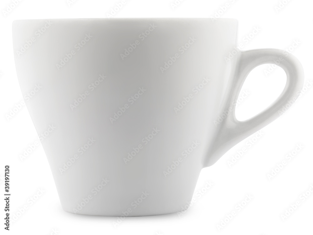 white cup isolated on white background + Clipping Path