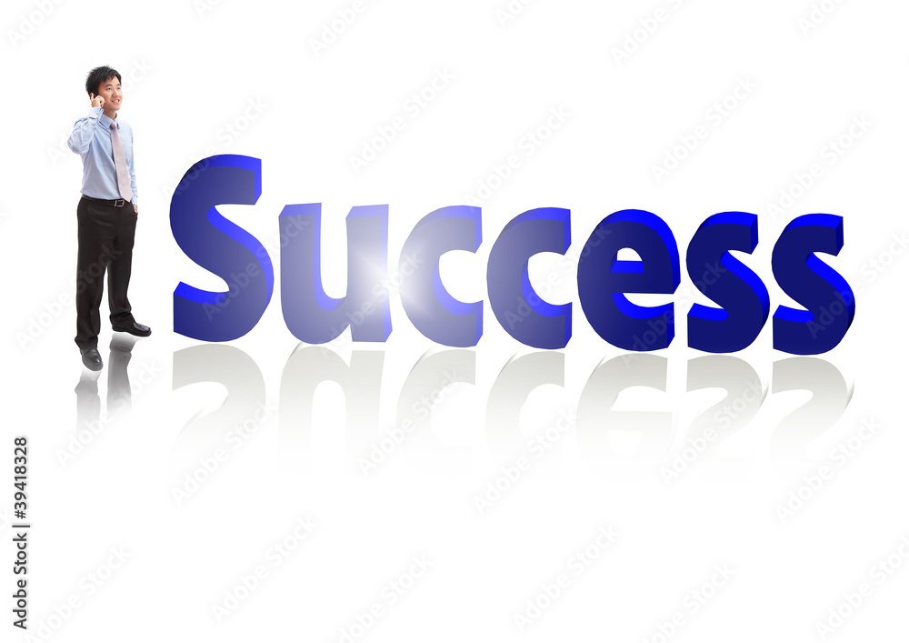 Success Business man Speaking mobile phone