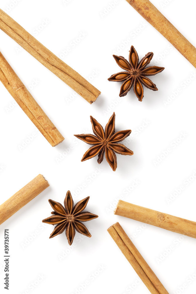 Cinnamon stick and star anise