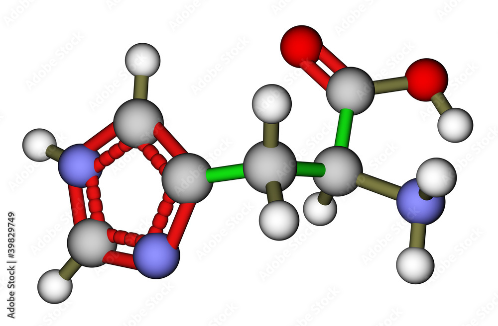 Essential amino acid histidine molecular structure