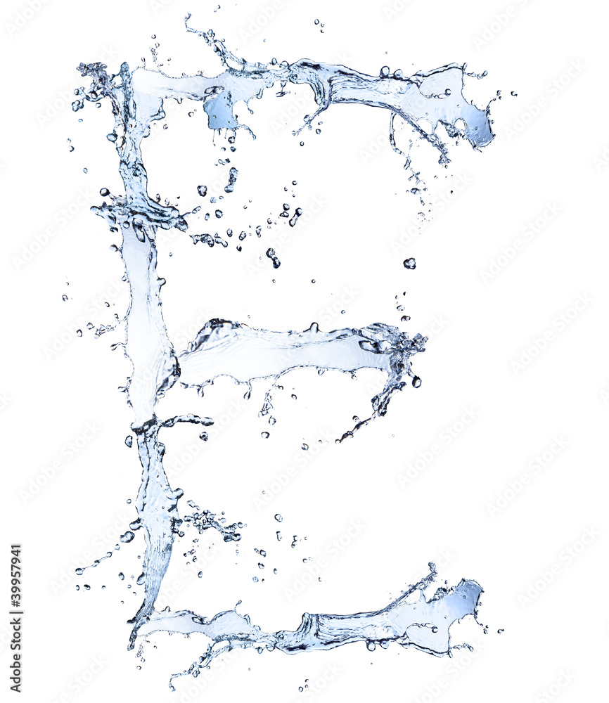 Water alphabet letter E