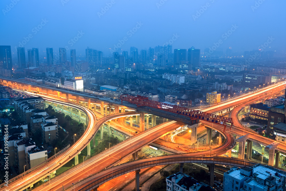 urban flyover at dusk