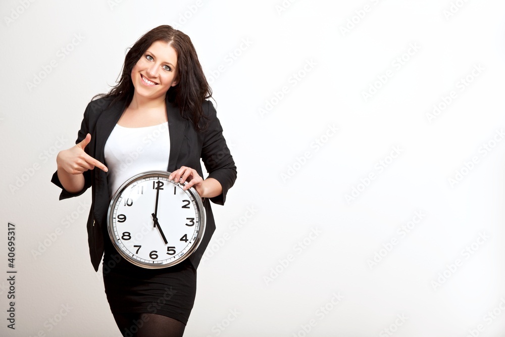 Young Employee Holding a Clock