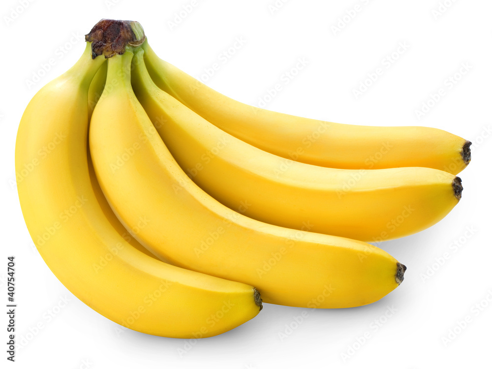 Bunch of bananas isolated on white background + Clipping Path