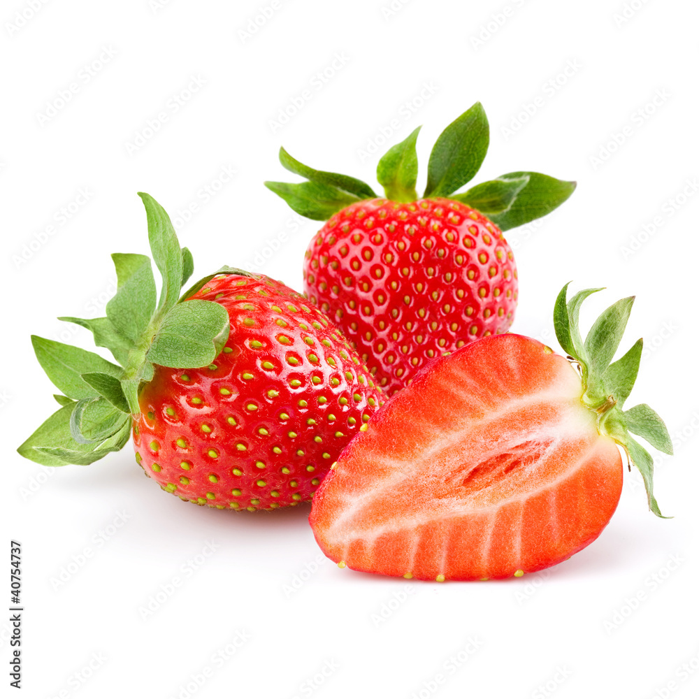 Fresh strawberry isolated on white background. Studio macro.