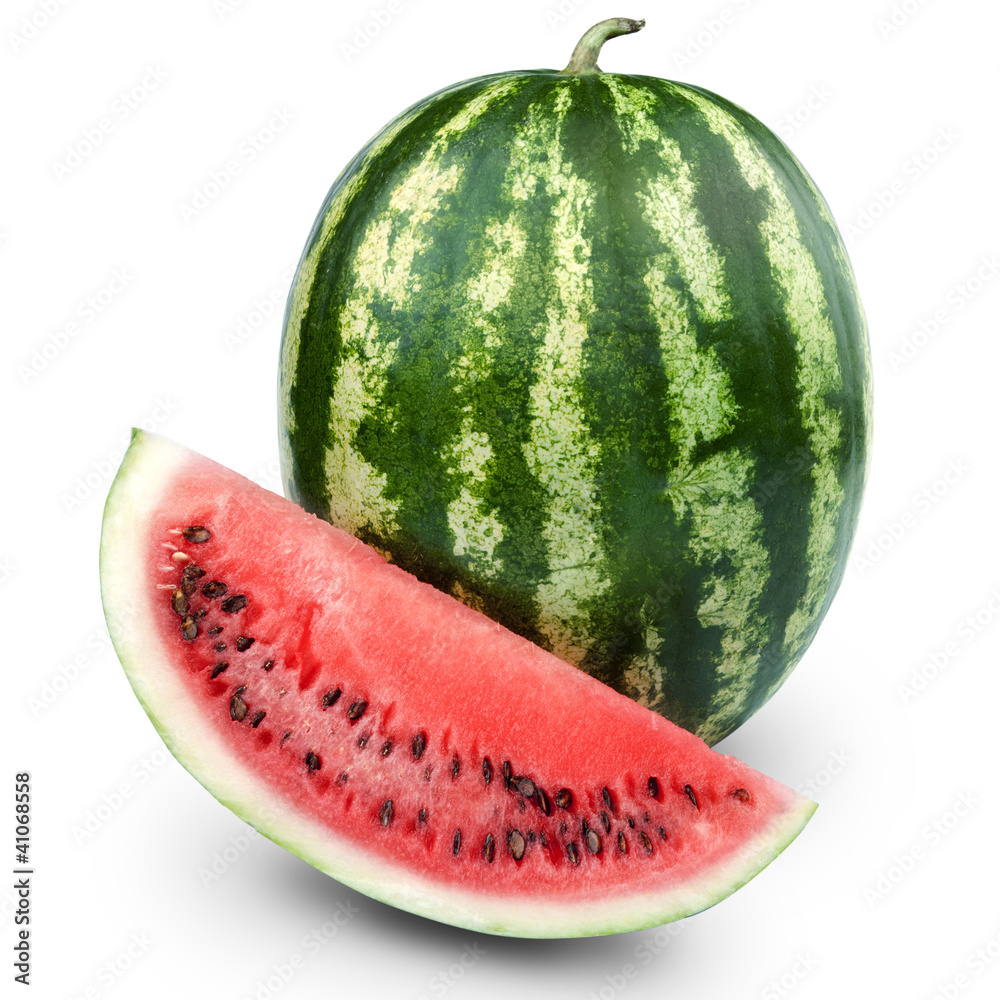 Watermelon isolated on white background + Clipping Path