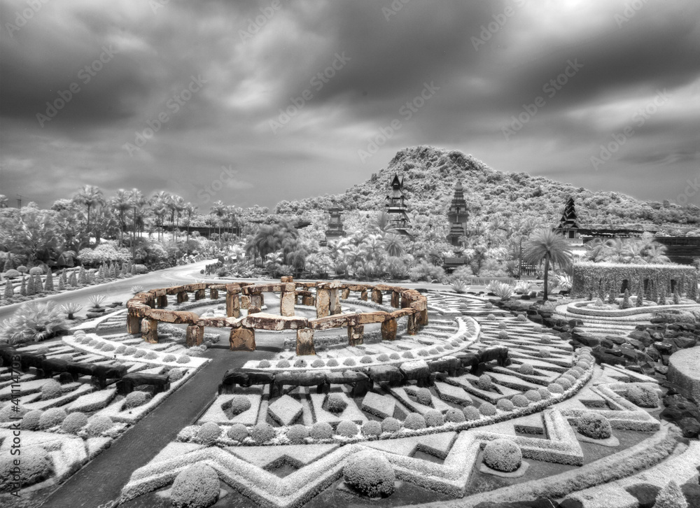 Stone garden and Thai lanna pavilion