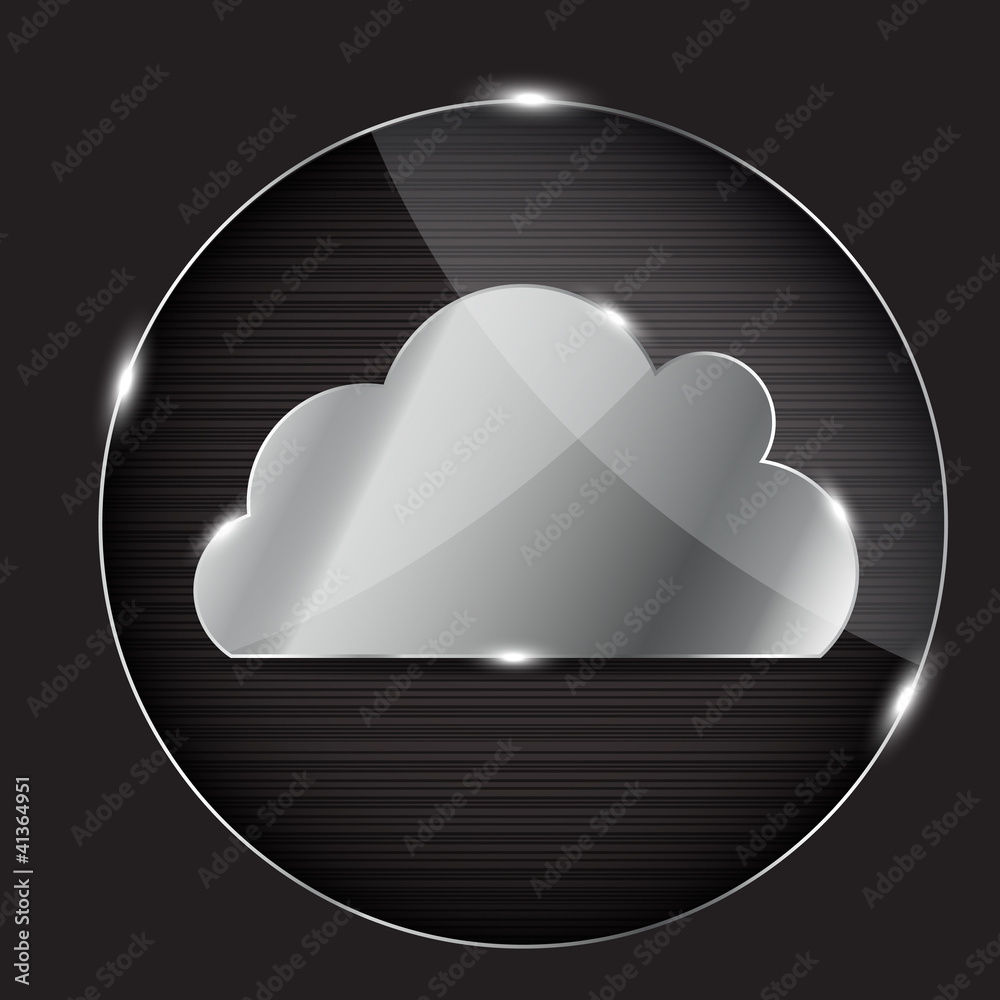 Vector glass button with cloud icon